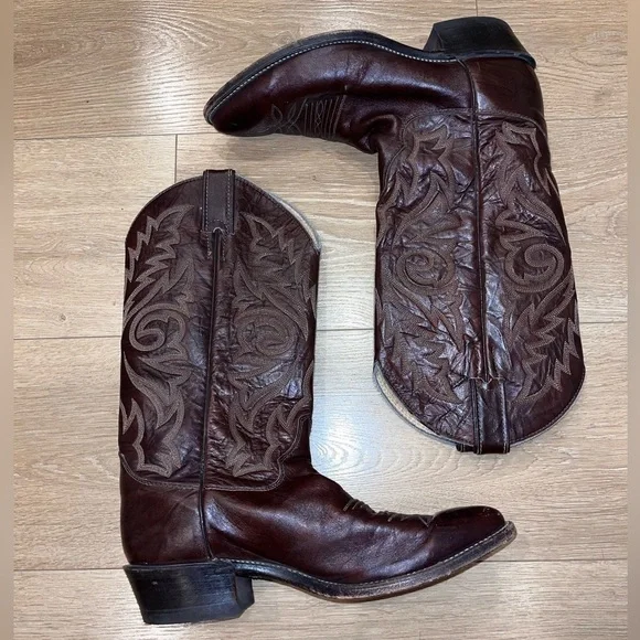 Justin 1564 Men's Classic Western Boot with Dark Brown Marbled Deerlite Cowhide - Picture 2 of 8